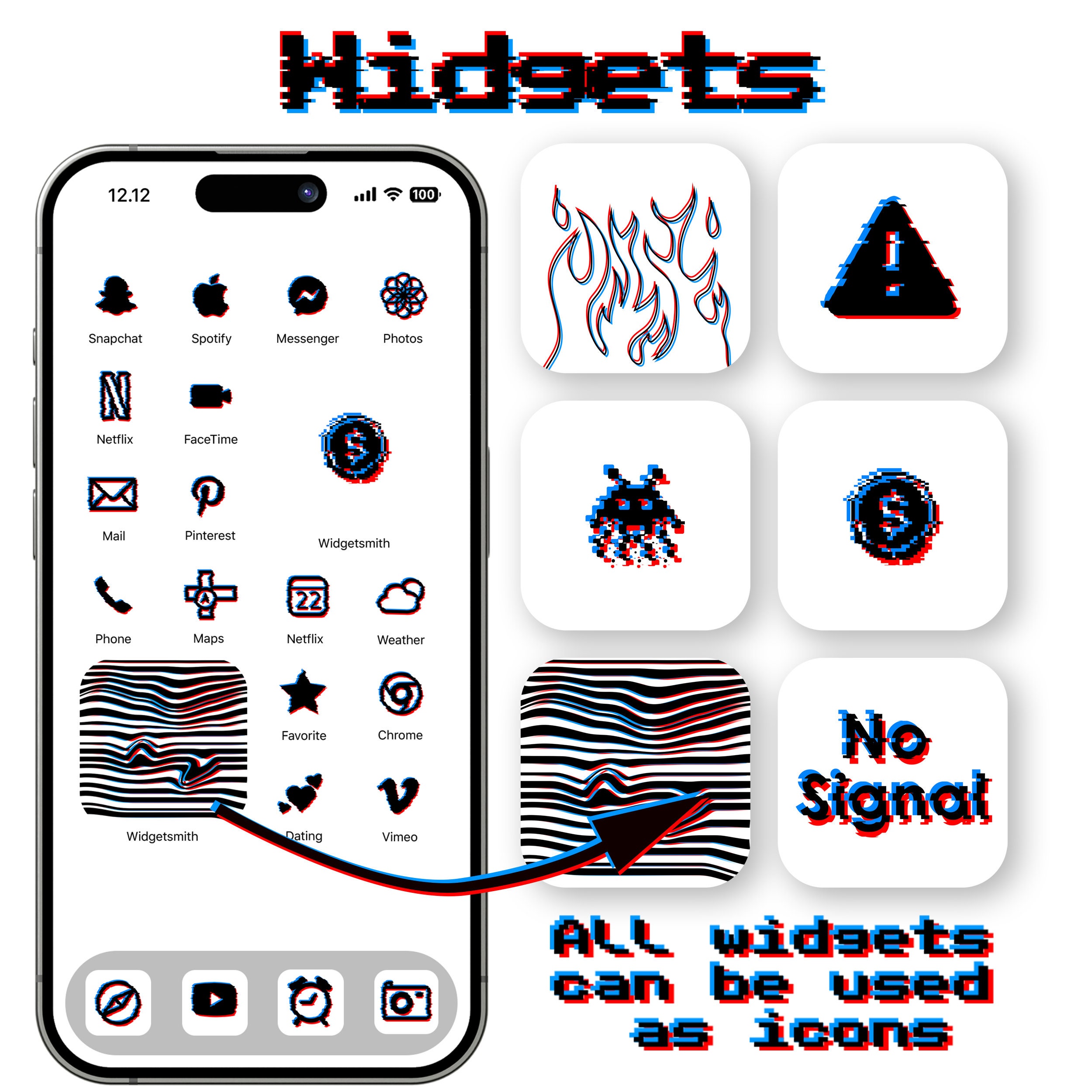 Glitch Icon Pack for Ios Devices, Distorted 3D Pixel Theme, Hacker ...