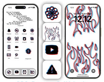 Glitch Icon Pack for iOS Devices, Distorted 3D Pixel Theme, Hacker iPhone Icons with Glitches, Light Theme App Bundle, Cyberpunk Steampunk