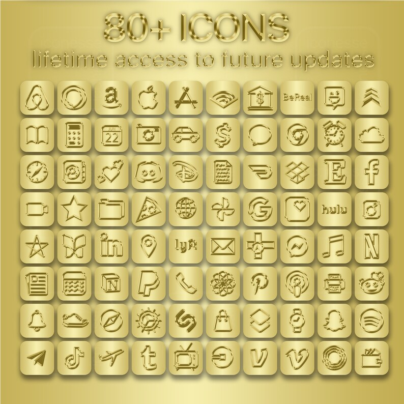 Gold Style Icon Pack: Luxury Ios App Icons & Widgets (digital Download ...