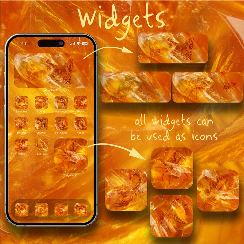 Amber Summer App Icons, Aesthetic Orange Colorful Glow Theme, Radiant ...