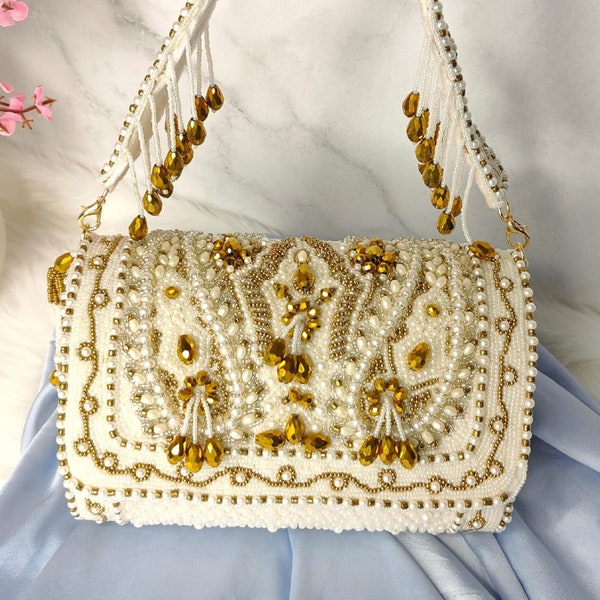 Indian Designer Handbags Luxury Embroidery Clutch Bag Wedding Bridal Gift For Her Diwali Gift Idea Bridesmaid Gifts Fancy Evening Bag