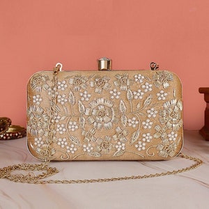 Silk Bridal graduation gift for her Zardozi and Pearl Embellished Clutch Bridal Designer potli Bags