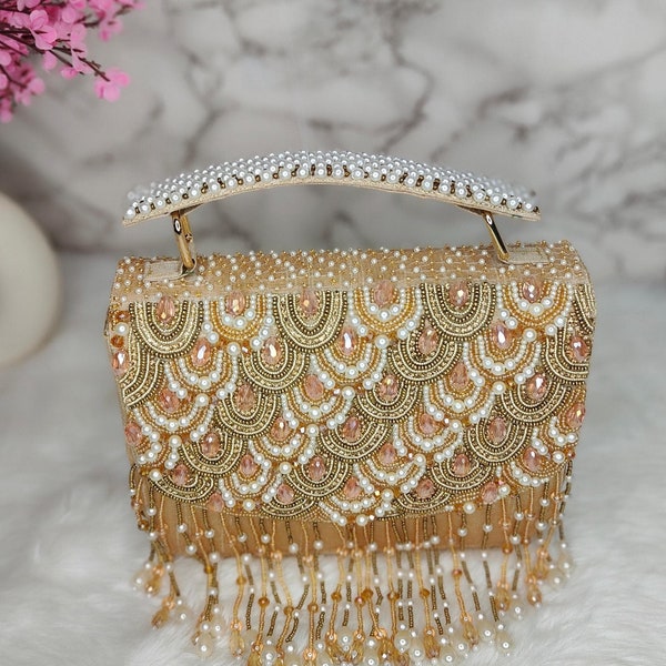 Designer Tassel Flap Bag, Pearl Flap Bag, Fashionable Clutch, Bride Gift, Wedding Accessory, Evening Clutch, Purse, Anniversary Gifts HN