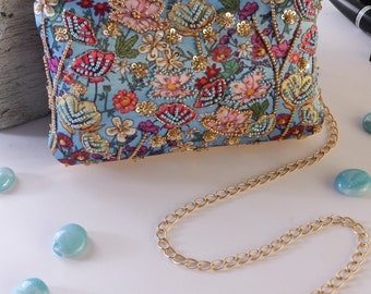 Bolso de mano con bordado estampado y bolsos de mano para fiesta de boda con perilla