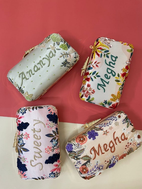Hen Party Gifting Clutch Purse Bag With Custom Name Embroidery Sling Bag for Wedding Party Women Accessory Personalized Birthday Gift HN Etsy Ireland