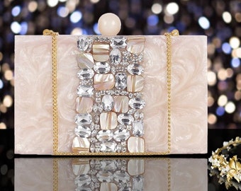 Unique Resin Clutch Bag | Hand Bag | Gifts for Her | Luxury | Purse | Midnight Party Collection | Evening Party Embellished Clutches HN