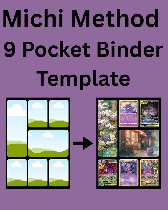 Michi Method 9 Pocket Binder Template | TCG Card Organizer Log (Canva Download)