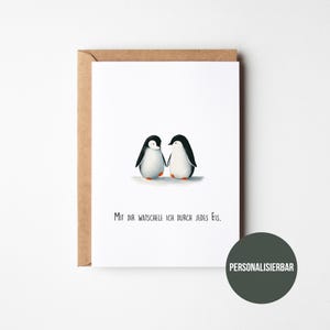 Personalisierte Glückwunschkarte mit süßem Pinguin-Duo I Individuell mit Wunschtext I Perfekt für Geburtstage,Glückwünsche&Liebesbotschaften