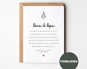 Weihnachtskarte Für Opa – Klassische Karte Mit Glitzer & Herzlichem Text, Inkl. Umschlag