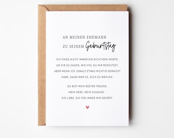 Geburtstagskarte für Ehemann & Ehefrau | Liebevolle Karte für Ehemann | Karte zum Geburtstag | Geschenk für Ehefrau | Happy Birthday Ehepaar