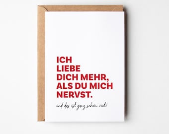 Lustige Liebeskarte | Humorvolle Ich liebe dich Karte für Partner, Freundin & Ehefrau | Witzige Karte Valentinstag, Jahrestag, Weihnachten