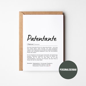 Patentante Definition I Personalisiertes Karte I Patentante Geschenk I Patentante fragen I Weihnachten I Geburtstag I Patin I Tante I Goddi