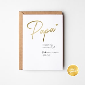Karte für Papa | Karte mit Goldveredelung | Minimalistische Dankeskarte für Papa | Liebevolle Grußkarte zum Vatertag | Papa Geburtstag