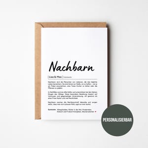 Nachbarn Definition I Personalisiertes Karte I Geschenk I Karte I Weihnachten I Geburtstag I Dankeschön an Nachbarn I Nachbarschaft