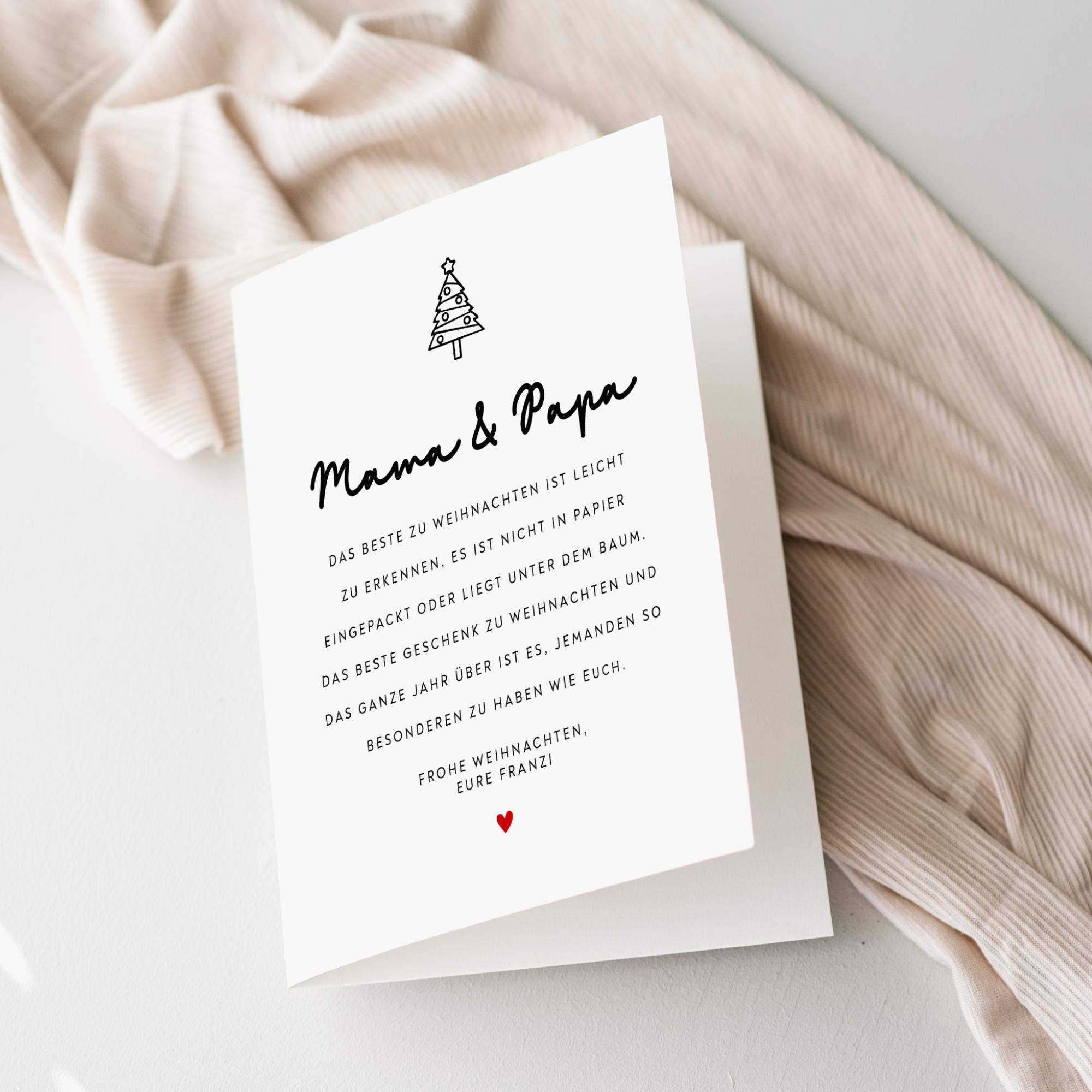 Lustige Weihnachtskarte Für Mama Und Papa – Mit „Happy Christmas“ Innentext | Maße 15,2 X 17,8 Cm
