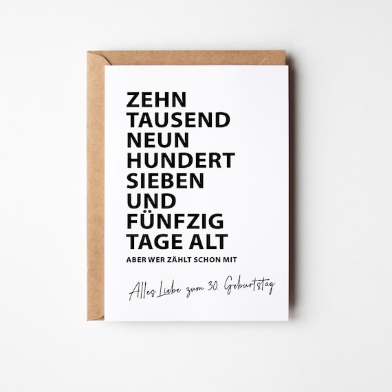 Geburtstagskarte Zahlen | Lustige Karte zum 20 30 40 50 60 70 80 Geburtstag | Minimalistische Karte | Geschenkkarte Geburtstag