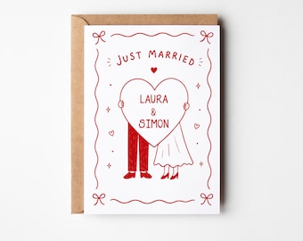 Just Married Hochzeitskarte personalisiert | Karte zur Hochzeit mit Namen des Brautpaares | personalisiertes Geschenk zu Hochzeit