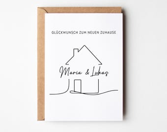 Personalisierte Karte zum Einzug | Glückwunsch zum neuen Zuhause | Happy New Home | Geschenk zum Hauskauf oder Umzug mit Namen