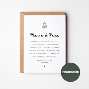 Weihnachtskarte für Mama & Papa | Frohe Weihnachten Eltern Karte | Eltern Weihnachtsgeschenk | Weihnachtsgruß für Eltern | Eltern Geschenk