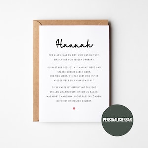 Personalisierte Dankeskarte mit Name | Grußkarte mit Wunschname | Freundin Geschenk | Karte zum Geburtstag | Dankeschön-Karte