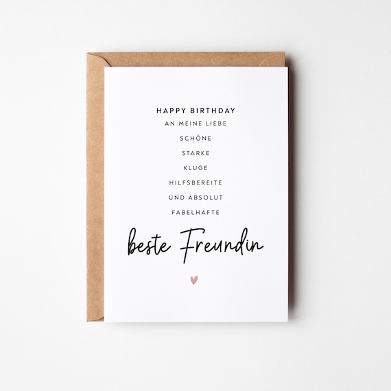 Geburtstagskarte beste Freundin | Geschenk für Bestie | Persönliche Karte für Herzensmensch | Geschenk für Freundin | Freundschaftskarte