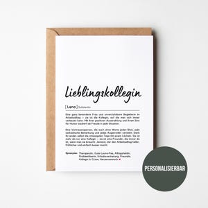 Lieblingskollegin Definition I Personalisierte Karte I Kollegin Geschenk I Weihnachten I Geburtstag I Danke sagen I Arbeitskollegin Abschied