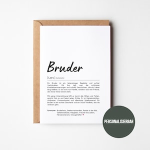 Bruder Definition I Personalisiertes Karte I Bruder Geschenk I Bruder Geburtstagsgeschenk I Weihnachten I Geburtstag I Bruderherz I Bro