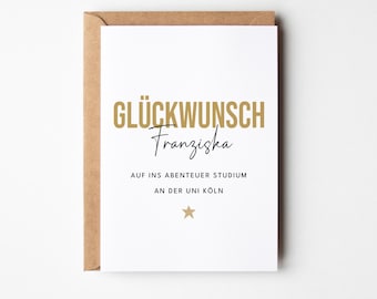 Personalisierte Karte Studium I Glückwunschkarte für Abitur, Ausbildung, Uni oder Studienbeginn I Geschenkidee für Abschluss & Neubeginn I