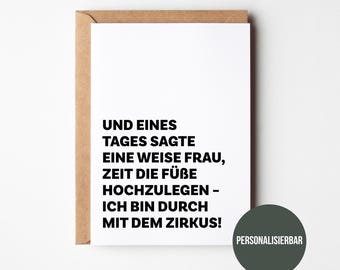 Lustige Ruhestandskarte für Kollegen & Kolleginnen | Witzige Abschiedskarte zum Ruhestand | Personalisiertes Geschenk für den Renteneintritt