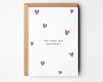 Personalisierte Karte mit Wunschtext | Individuelle Karte mit Herz | Minimalistische Karte Geburtstag, Hochzeit, Valentinstag & Dankeschön