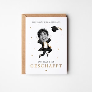 Personalisierte Abschluss Karte mit Foto | Glückwunsch Karte zum Abi, Bachelor, Master | Geschenk zum Studium und Promotion I Gesichtskarte