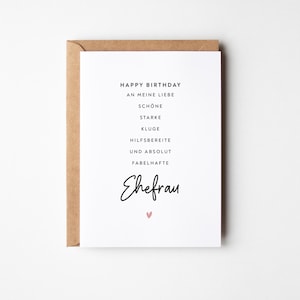 Geburtstagskarte Ehefrau | Geschenk Frau Geburtstag | Persönliche Karte für Herzensmensch | Geschenk für Partnerin | Ich liebe dich Karte