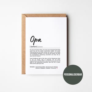 Opa Definition I Personalisiertes Karte I Opa Geschenk I Opa Geburtstagsgeschenk I Weihnachten I Geburtstag I Schwangerschaftsverkündung
