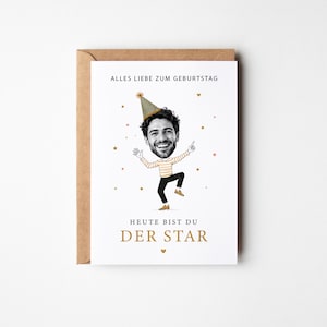 Personalisierte Geburtstagskarte mit Foto | Lustige Geburtstagskarte mit Gesicht | Geburtstagsgeschenk für Ihn | Fotogeschenk Comic