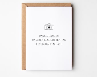 Dankeskarte Fotograf I Danke Geschenk für Hochzeitsfotograf & Videograf I Danke sagen I Dankeskarte Hochzeit I Geschenk Fotograf