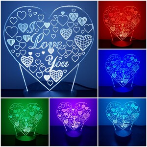 Heart I Love You - LED table lamp table lamp night light 7-fold color change