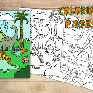 Printable coloring pages with cute dinosaurs