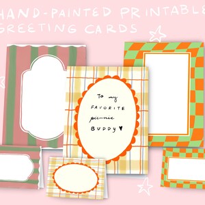 Printable Greeting Cards Bundle Set of 3, Hand-Illustrated Pattern Cards Digital Download, Colorful Blank Cards Instant Print