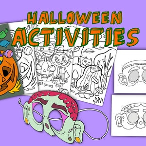 Halloween Printable coloring pages for kids, printable masks, Halloween crafts, crafts for kids, diy masks, halloween activities for kids