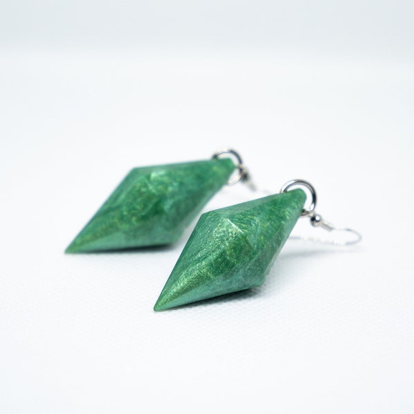 Pendientes Plumbob Sims / Plumbob verde / Pendientes personalizados / Sims 4 / Pendientes videojuegos / Bisutería / Pendientes / Rombo