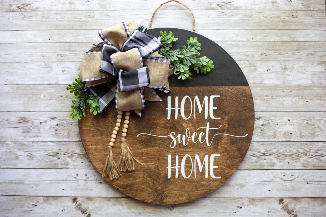 Home Sweet Home Door Hanger Wooden Door Hanger Porch Decor Rustic Home ...