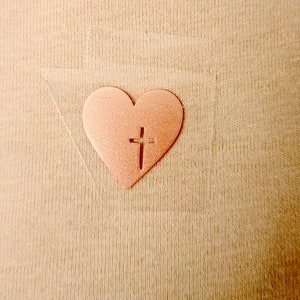 Iron-on picture heart with cross | DIY | Accessory | Faith | Christian | Gift