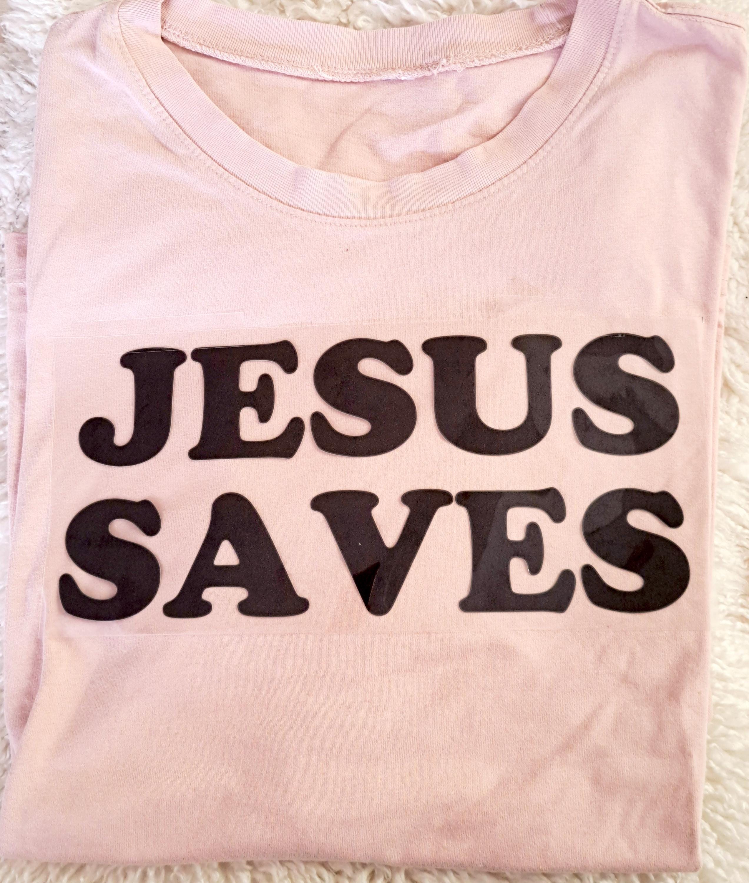 Large iron-on patch "Jesus Saves" | DIY | Accessory | Faith | Christian | Gift