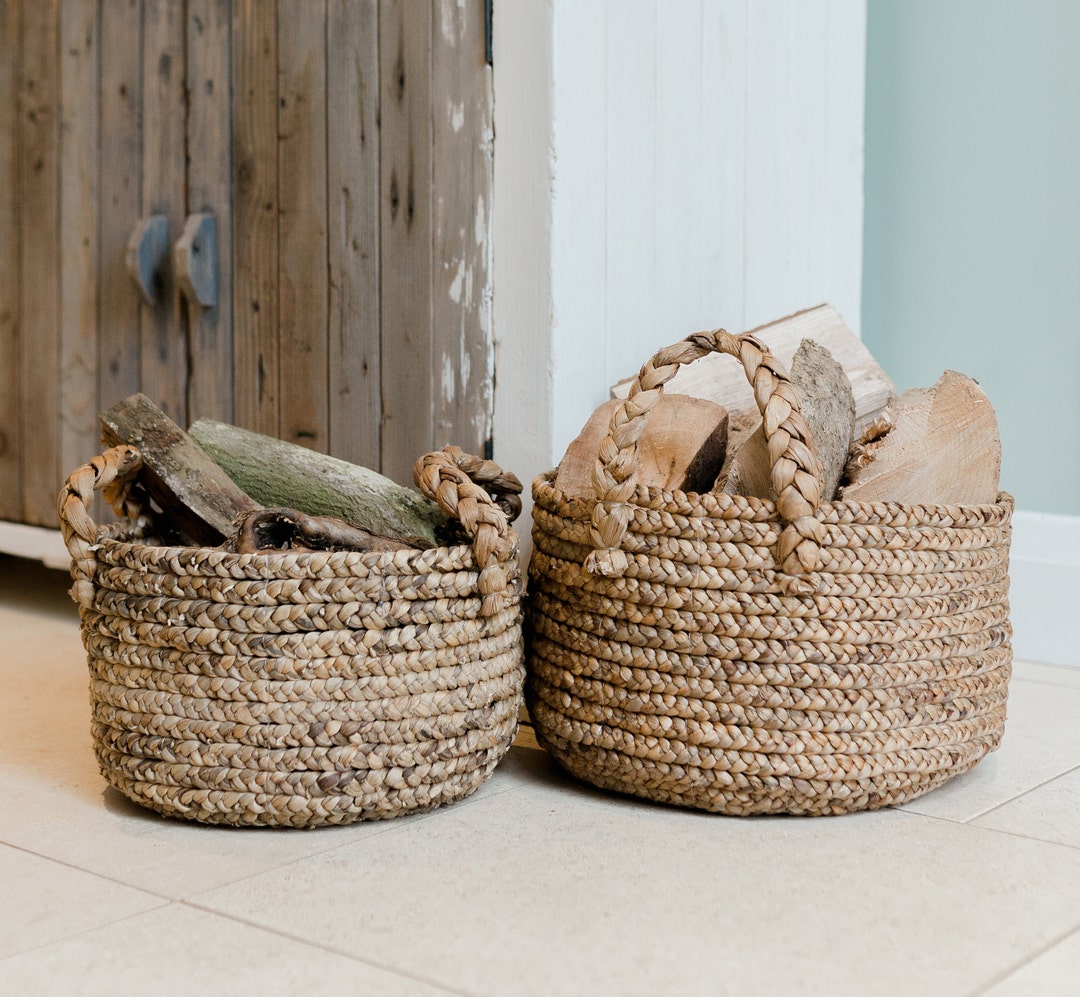 Water Hyacinth Braided Baskets Set of Two Etsy UK