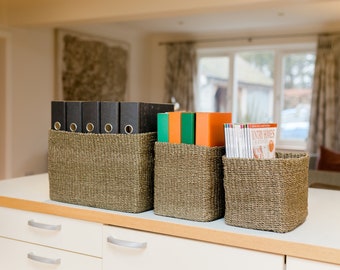 Woven Storage Baskets Rectangular - set of three