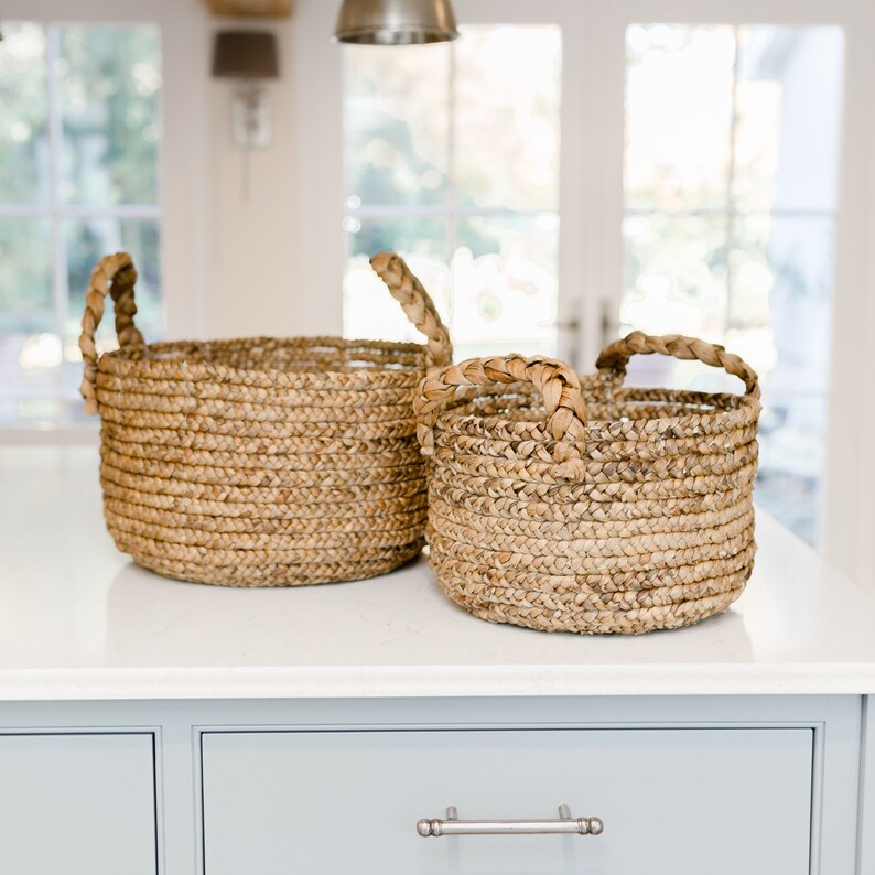 Water Hyacinth Braided Baskets Set of Two Etsy UK