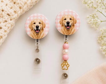 カスタムペットポートレートバッジリール｜パーソナライズされた犬猫ホルダー｜パステルカラーのペット愛好家向けアクセサリー