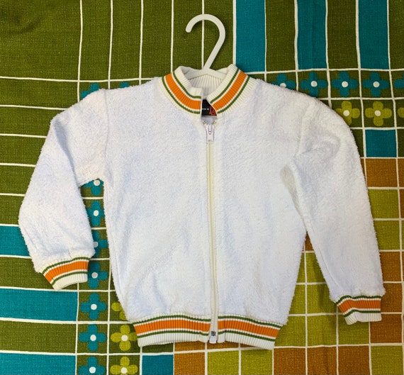New Vintage 1960s / 70s Boys Mod Towelling zip up… - image 2