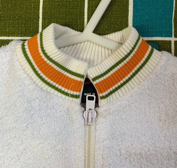 New Vintage 1960s / 70s Boys Mod Towelling zip up… - image 4