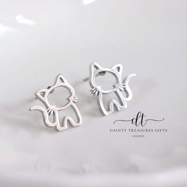 Kitty Cat Ear Studs | Kitten Stainless Steal Jewellery | Animal lover Accessories  | Cute Creative Design Earrings | Hypoallergenic